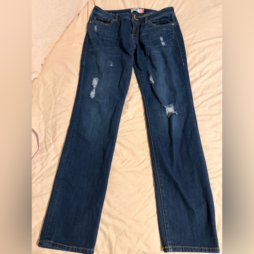 CAbi Women's Slim Boyfriend Distressed Blue Jeans